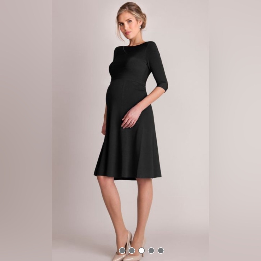 NWT Seraphine Luxury Black Maternity Dress, Small, 3/4 Sleeve